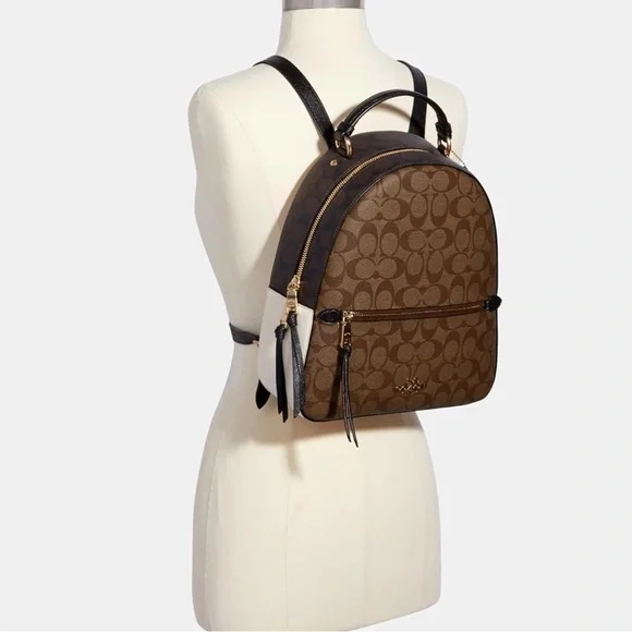 Coach Signature Logo medium Backpack in Brown with Black and chalk block Trim - Picture 2 of 3